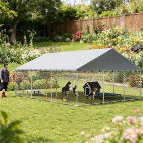 Outdoor kennel, dog house, dog cage, silver