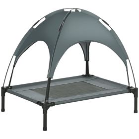 Elevated Dog Bed with Removable Canopy, Outdoor Dog Cot with UV Protection Canopy Shade, 30 inch Pet Bed for Camping, Gray (Option: Grey-710x100x130 mm)