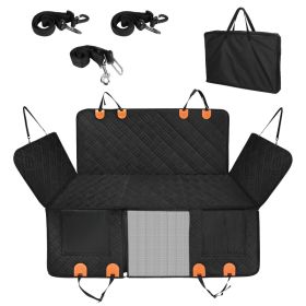 1Pc Dog Car Seat Cover For Back Seat Waterproof Oxford Cloth Seat Cover Hammock Non-Slip Scratchproof Back Seat Extender With Side Flap Mesh Wind (Option: Black)